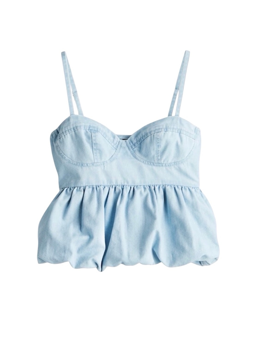 H&M denim bustier-style pale blue denim top - large